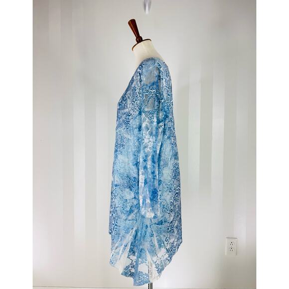 CALSTYLE Women’s Blue/White Lace Overlay Tunic Sz 2X - Picture 3 of 9